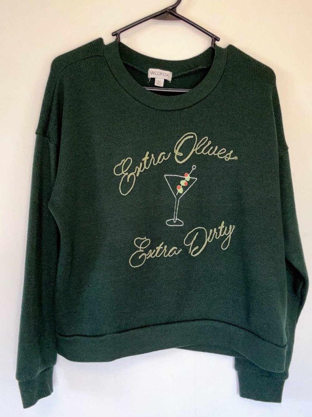 🍸 Wildfox "Extra Olives, Extra Dirty" Bailey Sweater in Pine Grove Green🍸